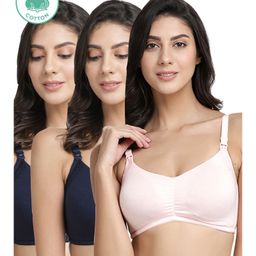Inner Sense Pack Of 3 Organic Cotton Antimicrobial Soft Nursing Bra With Removable Pads  - Multicolor-image-73