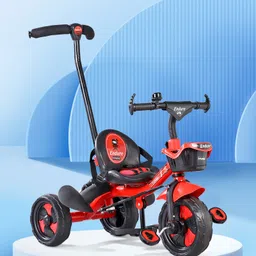 Babyhug Plug & Play Endure Tricycle with Parental Push Handle & Storage Basket - Red-image-57