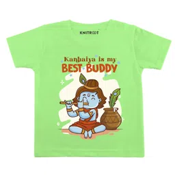 KNITROOT Best Buddy Print Half Sleeves Tee - Green-picture-9