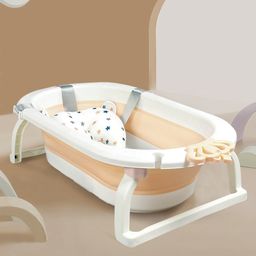 Babyhug Foldable Bathtub with Printed Cushion -  White Pink-29