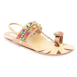 Mine Sole Beaded Kolhapuri Chappal - Multi Color-image-7