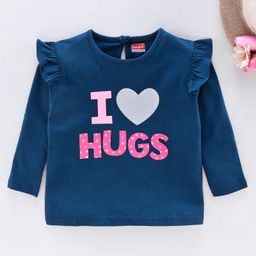 Babyhug Full Sleeves Top Text Print - Navy-image-27