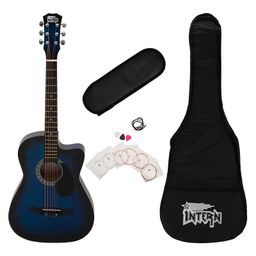 Intern INT-38C-BLS-G Cutaway Right Handed Acoustic Guitar Kit - Blue-image-35