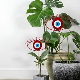 JASMEY HOMES 2-Pcs Red & White Evil-Eye Decorative Garden Stakes-19