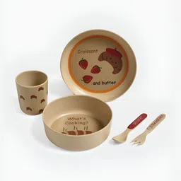 MiArcus Beige 2024 5 Pieces Bamboo Dishwasher Safe Dinner Set of-51