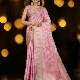 Blissta Woven Design Zari Organza Banarasi Saree-image-26