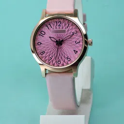 VIRAKTI Women Brass Dial & Leather Wrap Around Straps Analogue Watch F-74-PINK-A-image-77