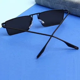 Mast & Harbour Unisex Rectangle Sunglasses with UV Protected Lens Metal Square Full Blk image 5