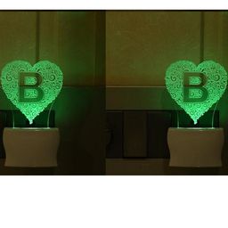 SOMIL Green & White 2 Pieces Printed Glass Heart Shaped Wall Lamps-image-68