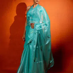 Subham Embellished Beads and Stones Organza Saree-image-5