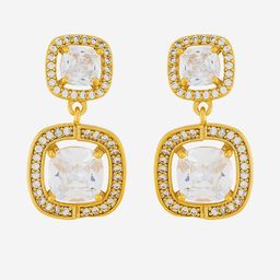 Kushal's Fashion Jewellery Gold-Plated Geometric Shaped Zircon Studded Drop Earrings-picture-36