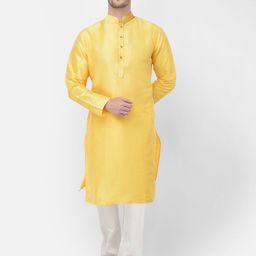 SG LEMAN Men Regular Dupion Silk Kurta with Pyjamas-10