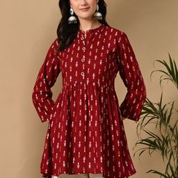 HERE&NOW Women Maroon Viscose Rayon Straight Kurtas-picture-40
