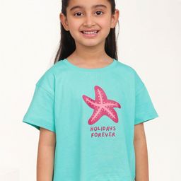 Campana Girls Graphic Printed Round Neck Cotton Relaxed Fit T-shirt-image-43