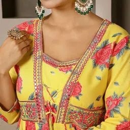 GULMOHAR JAIPUR Women Printed Regular Kurta with Palazzos & With Dupatta image 2