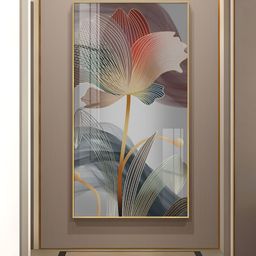 THE NEXT DECOR Floral Wave Glass Finish Vertical Wall Art-image-17