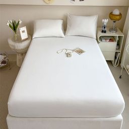 JC HOME White Fitted Pure Cotton 220 TC King Bedsheet Set-2.00 m x 1.80 m-image-88