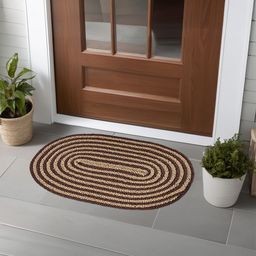 Kuber Industries Brown & Beige 6 Pieces Textured Cotton Anti-Slip Doormats-13