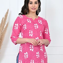 Moda Rapido WomenPrinted V-Neck Pure Cotton Kurti-image-59