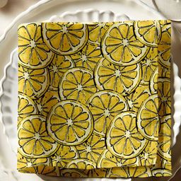 Vargottam 12-Pcs Yellow & Cream Colored Printed Cotton Table Napkins-5