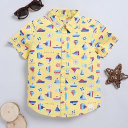 Happy Faces Kids Boys Printed Pure Cotton Casual Shirt-image-75