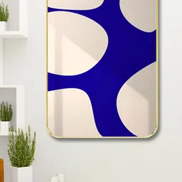 Myntra Elegant Homes Blue & Cream-Coloured Abstract Printed Wooden Wall Art-4