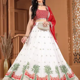TIKODI Embellished Sequinned Semi-Stitched Lehenga & Unstitched Blouse With Dupatta-picture-34