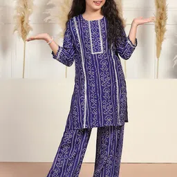 BAESD Girls Bandhani Printed Regular Kurta with Trousers-picture-6