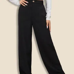 QIOA Women Relaxed High-Rise Wrinkle Free Trousers-image-87