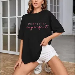SALUJA FABRICS Women Typography Printed Pockets T-shirt-image-22