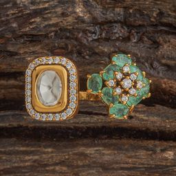 Kushal's Fashion Jewellery Mint Victorian-Plated Ethnic Kundan Finger Ring-14