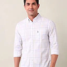 U.S. Polo Assn. Men Tailored Fit Opaque Checked Casual Shirt-image-70