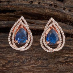 Kushal's Fashion Jewellery Rose Gold-Plated Leaf Shaped Cubic Zirconia Studs Earring-18