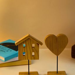WEAVING HOMES Brown Wooden Heart & Home Stand-image-13