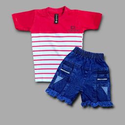MAHI CREATION Boys Striped T-shirt With Shorts-image-72