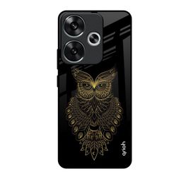 QRIOH Quirky Printed Poco F6 5G Golden Owl Glass Back Case Mobile Accessories-image-81