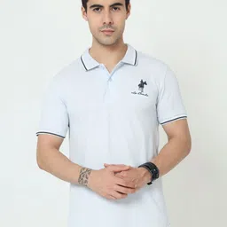 Masculino Latino Solid Polo Collar Short Sleeves Applique Regular Fit Cotton T-Shirt-image-9