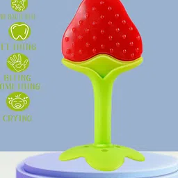 Joy Buzz Strawberry Shape Silicone Fruit Teether - Red-26