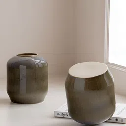 Claymistry 2-Pcs Olive Cylindrical Ceramic FlowerVase-13