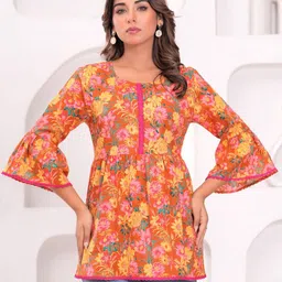 BAESD Floral Print Flared Sleeve Cotton Top-picture-6