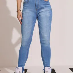 DOLCE CRUDO Women Skinny Fit High-Rise Mildly Distressed Heavy Fade Stretchable Jeans-picture-43