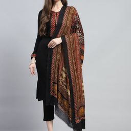 Monte Carlo Ethnic Motifs Woven Design Reversible Shawl-45
