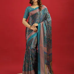 A.V.M. SILK MILLS Floral Pure Crepe Saree-picture-19