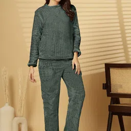 FABINALIV Women Printed Round Neck Night suit-image-90