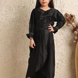 NEUDIS Girls V Neck Satin Top With Skirt-image-46