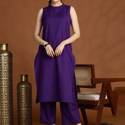Anouk Pure Cotton Tunic & Palazzos Co-Ord Set-image-75
