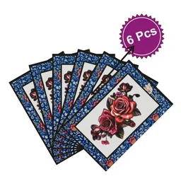 LooMantha Blue & Red 6 Pieces Rectangle Floral Printed Table Placemats-31