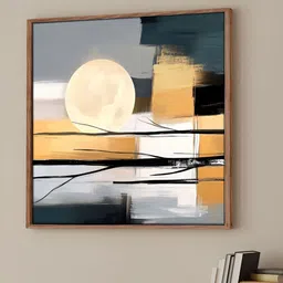 Art Street Yellow & Cream-Coloured 1 Piece Canvas Abstract Wall Paintings-image-92