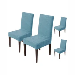 HOUSE OF QUIRK Blue 4 Pieces Removable & Washable Chair Covers-27
