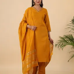 KALINI Women Regular Gotta Patti Pure Cotton Kurta with Trousers & With Dupatta-19